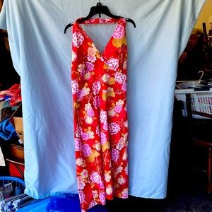 Really pretty red floral satin halter dress